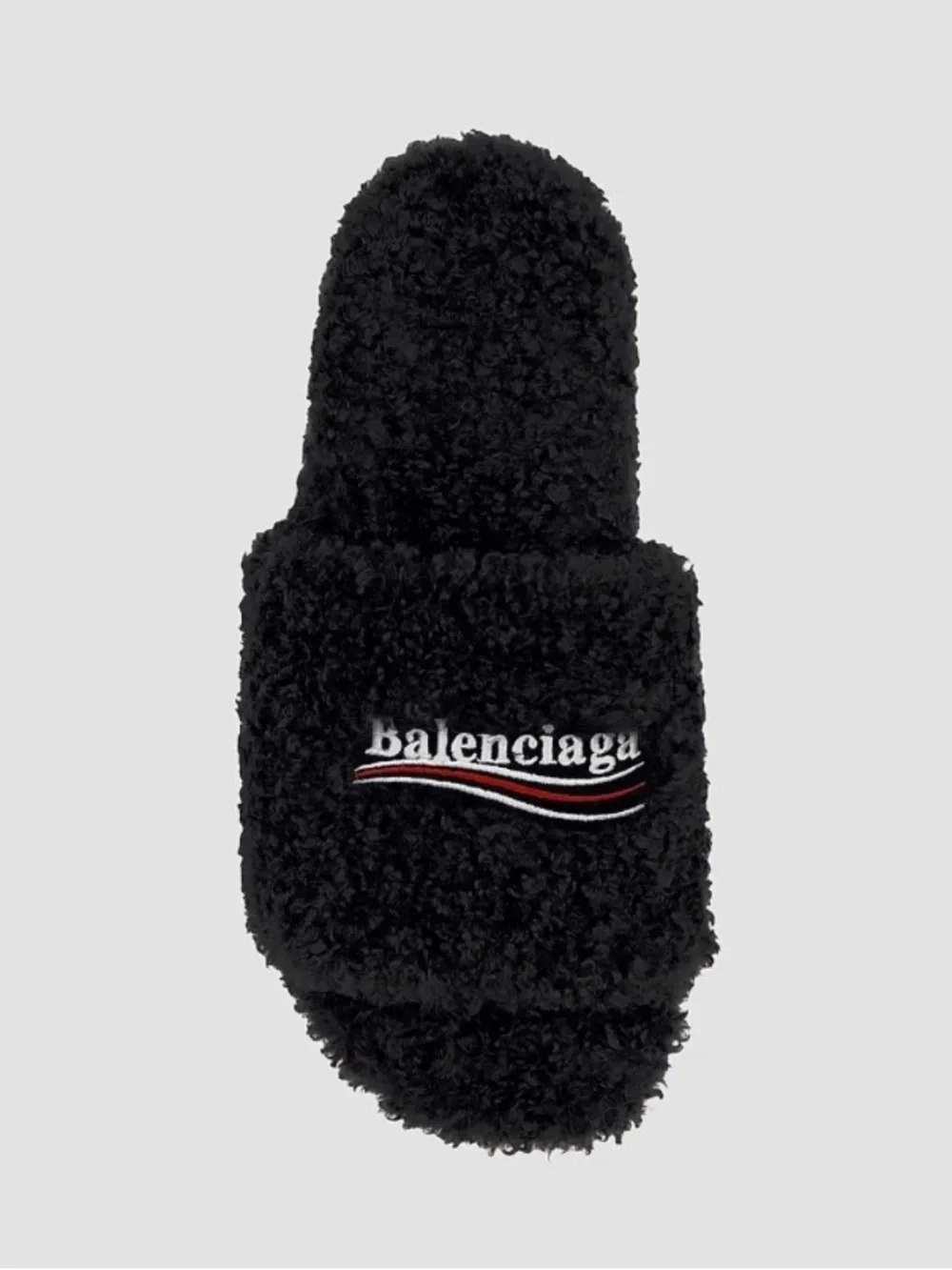 Balenciaga Black Fuzzy Slide Sandals